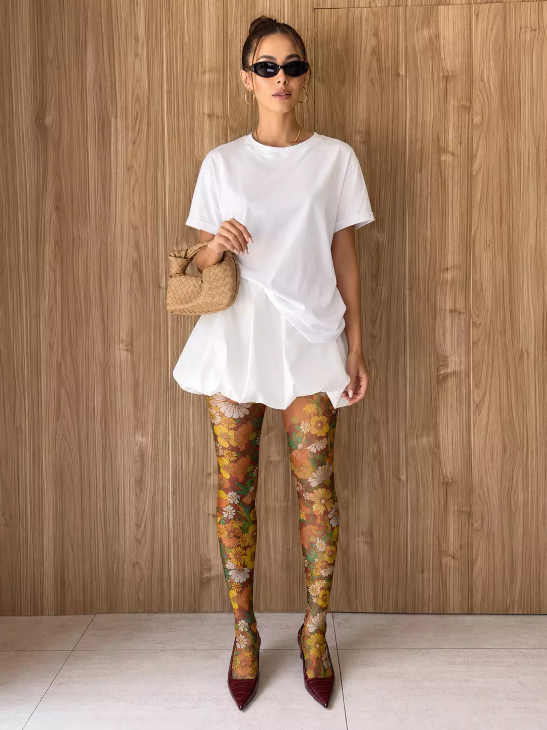 Retro Daisy Garden Floral Print Tights Hosiery Pantyhose