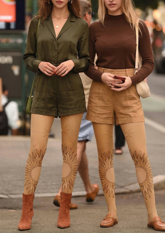 Sun Constellation Printed Tights Hosiery Pantyhose