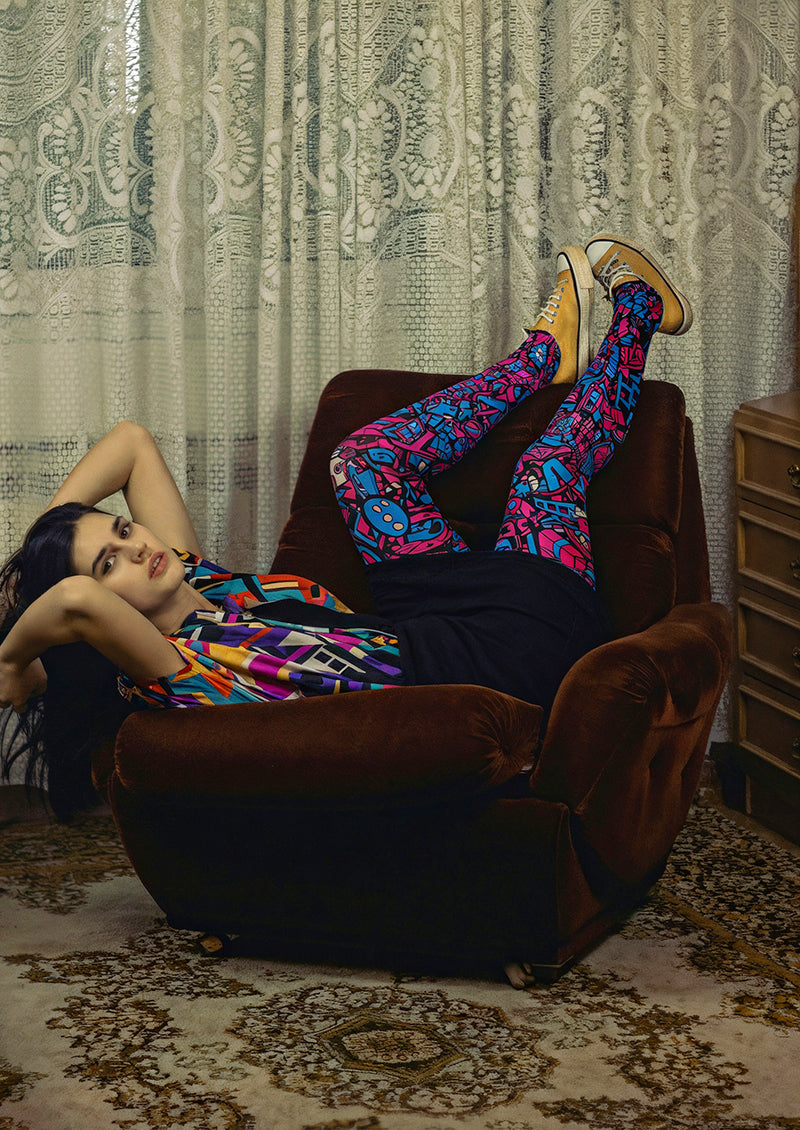 Colorful Graffiti Tights Hosiery Pantyhose