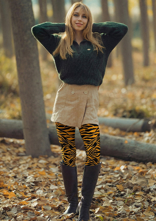 Yellow Black Tiger Stripe Tights Hosiery Pantyhose