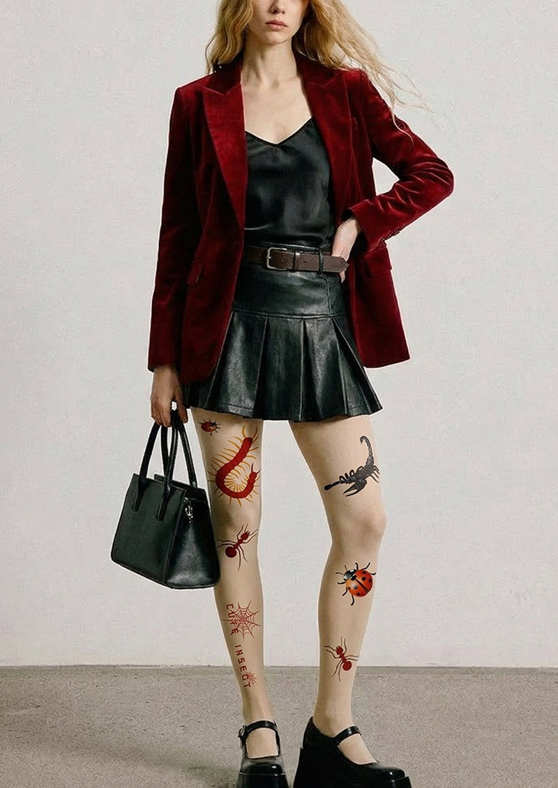 Insect Tattoo Printed Tights Hosiery Pantyhose