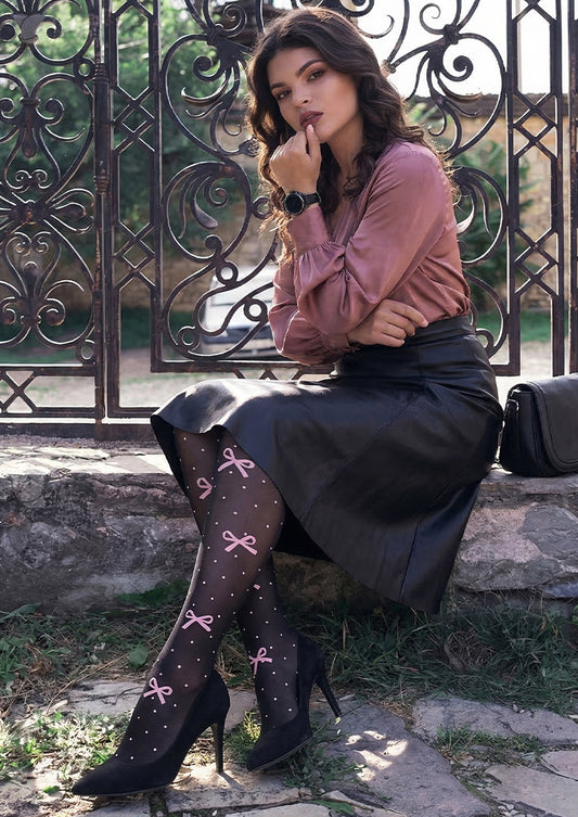 Polka Dot Bow Printed Tights Hosiery Pantyhose