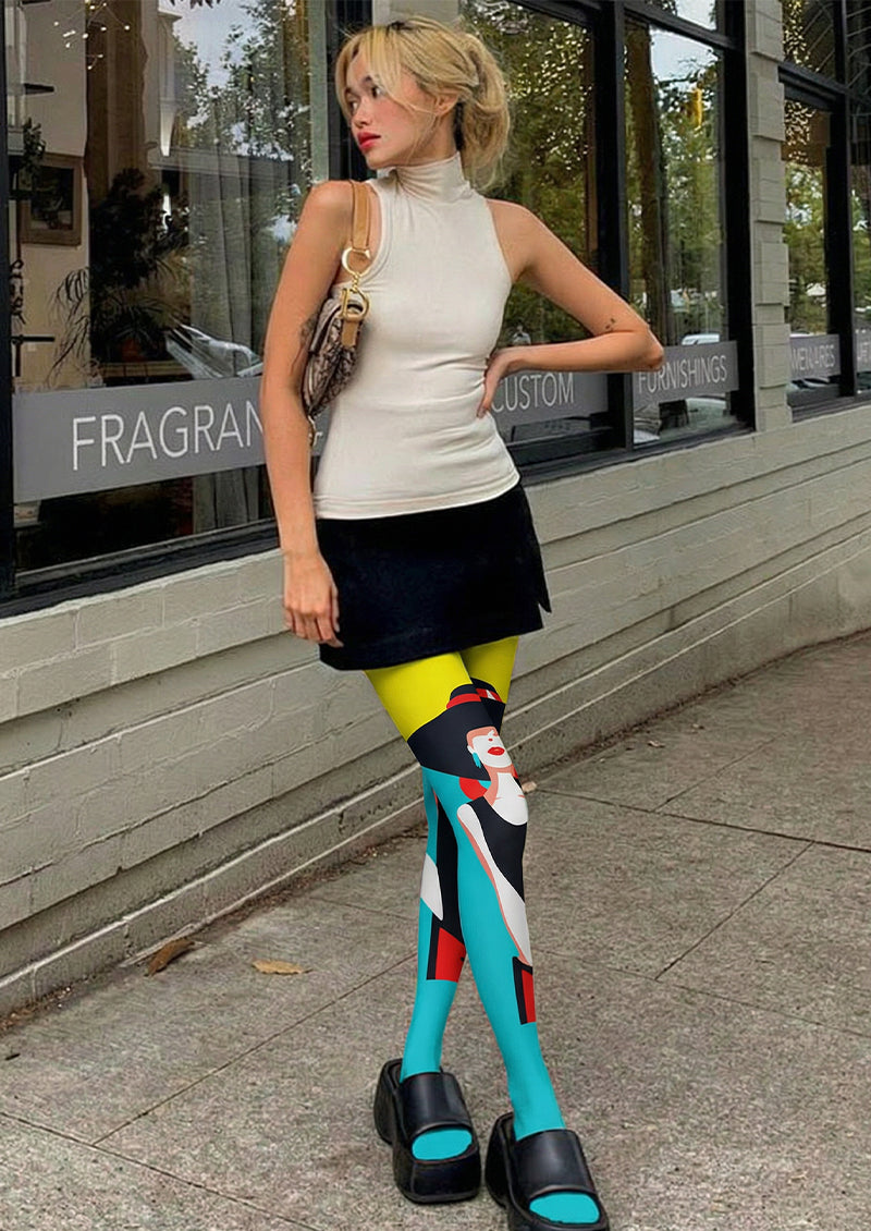 Color Block Modern Lady Tights Hosiery Pantyhose