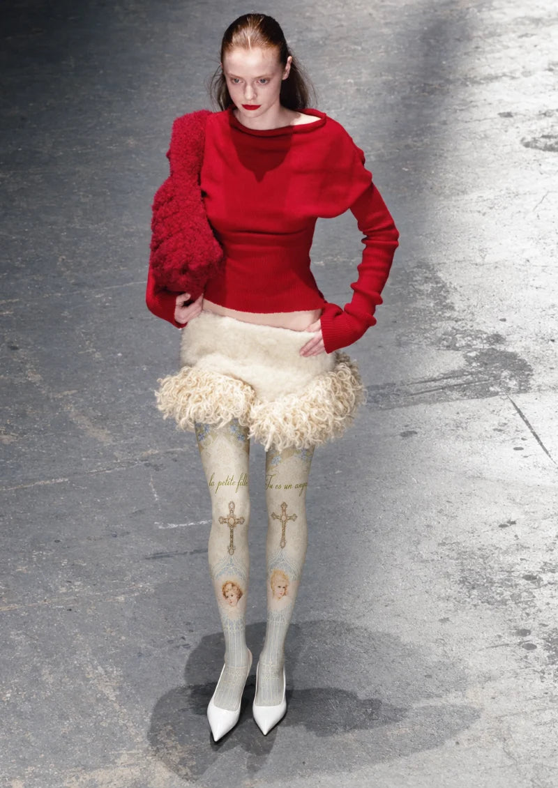 Ivory Cherub and Cross Tights