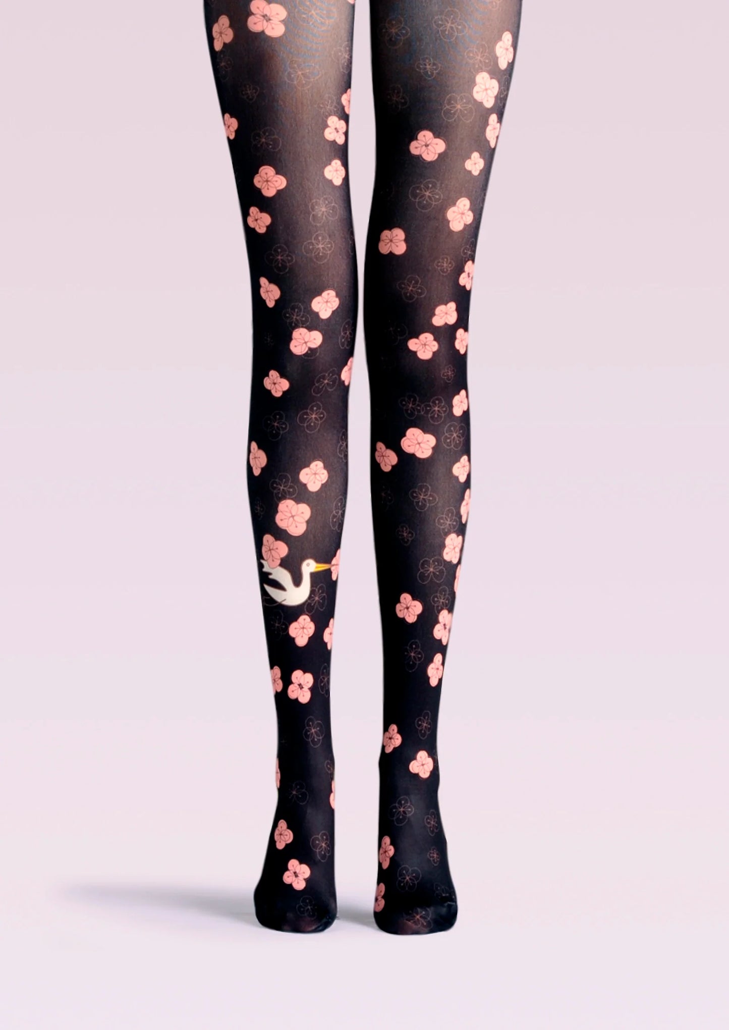 Cherry Blossoms Print Tights Hosiery Pantyhose
