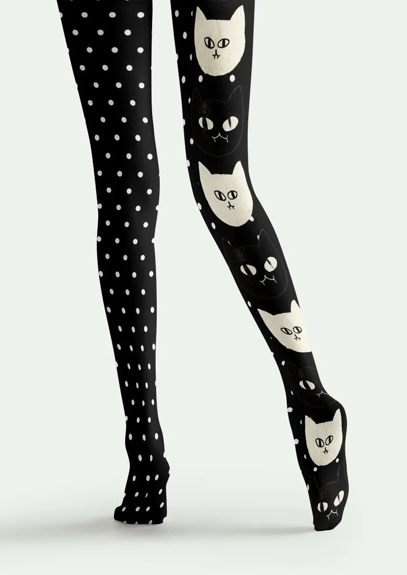 Black Cat and Polka Dot Tights
