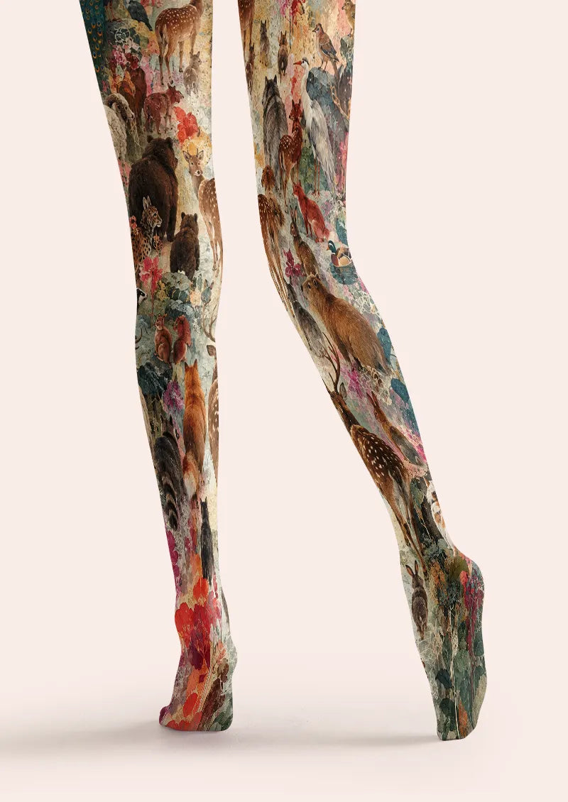 Woodland Animal Floral Tights