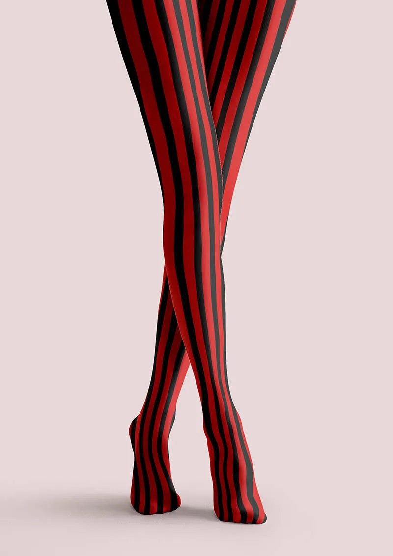 Electric Red Stripes Tights Hosiery Pantyhose