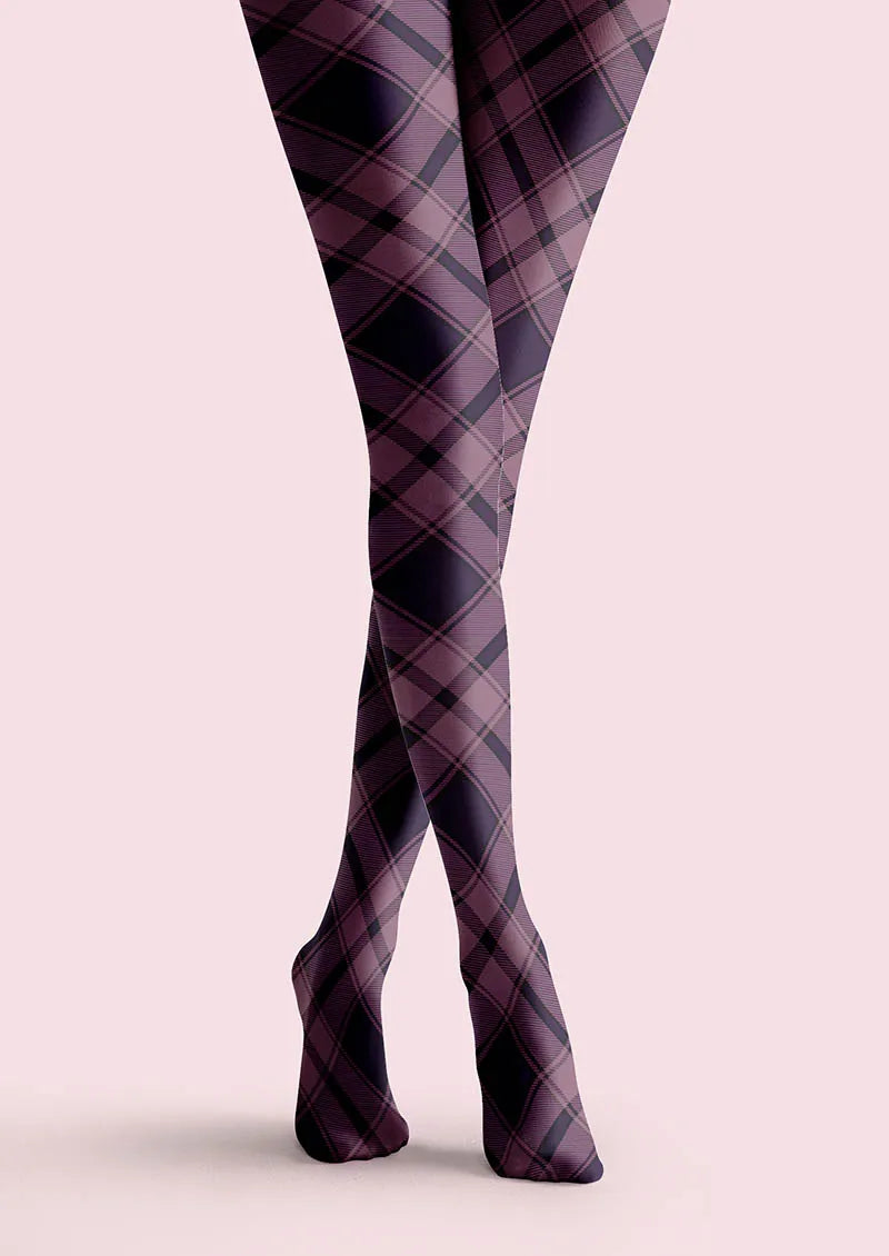 Lavender Plaid Tights Hosiery Pantyhose