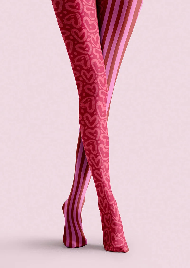 Valentine's Day Love Stripes Tights Hosiery Pantyhose