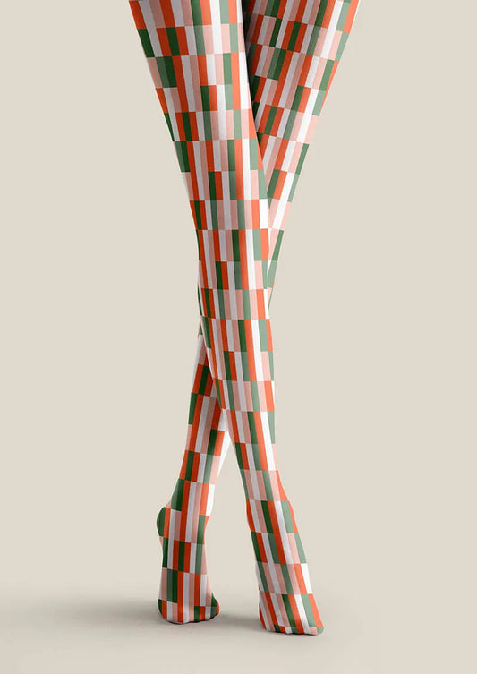 Christmas Fun Art Neon Stripes Tights Hosiery Pantyhose