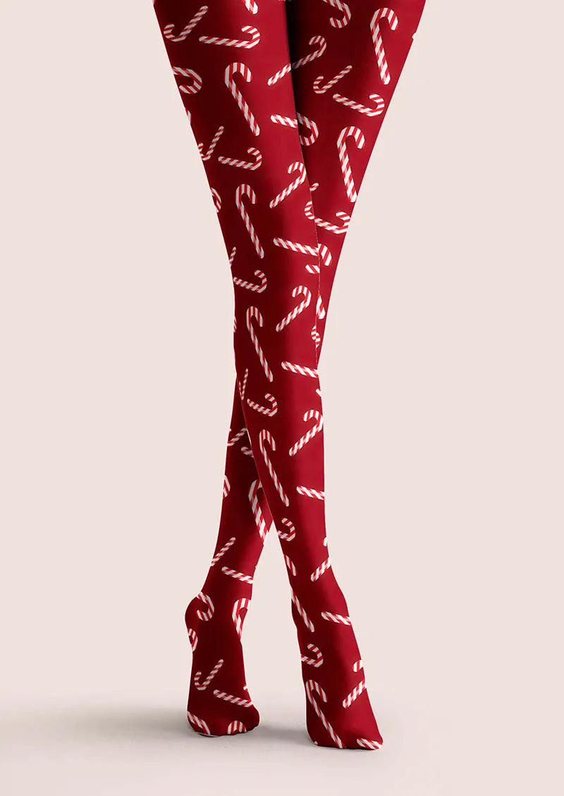 Christmas Fun Art Red Noel Tights Hosiery Pantyhose