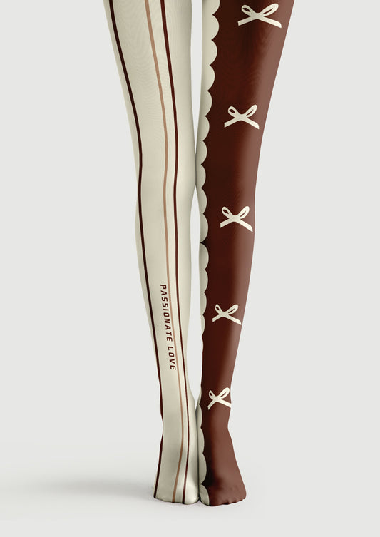 Color Block Bow Printed Tights Hosiery Pantyhose