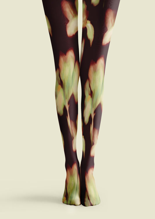 Brown Ginkgo Leaf Tights Hosiery Pantyhose