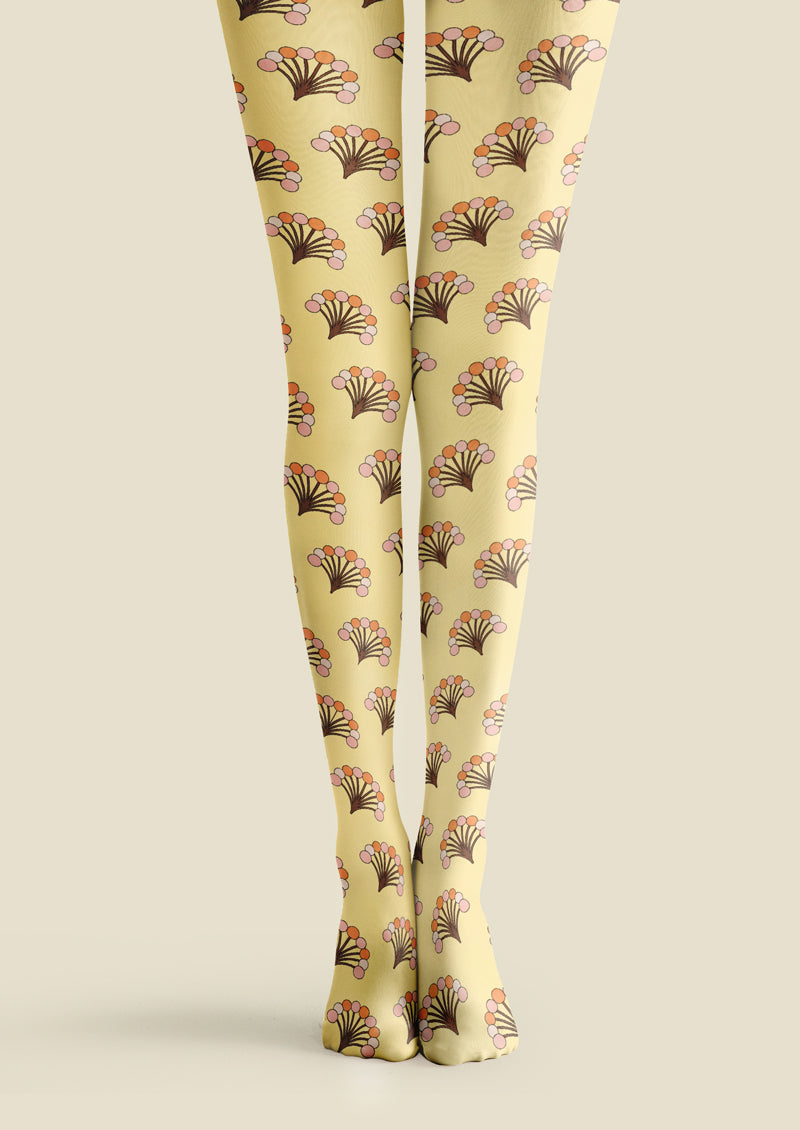 Yellow Umbrella Flower Tights Hosiery Pantyhose