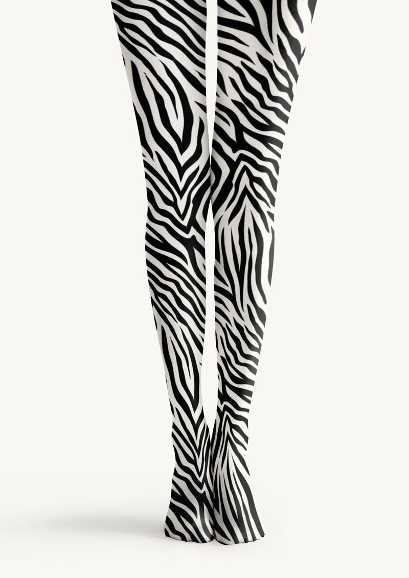 Zebra Striped Printed Tights Hosiery Pantyhose
