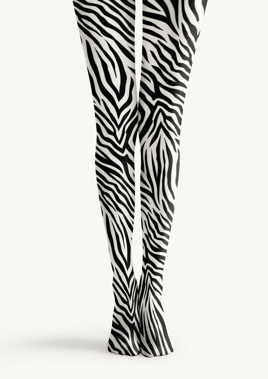 Zebra Striped Printed Tights Hosiery Pantyhose