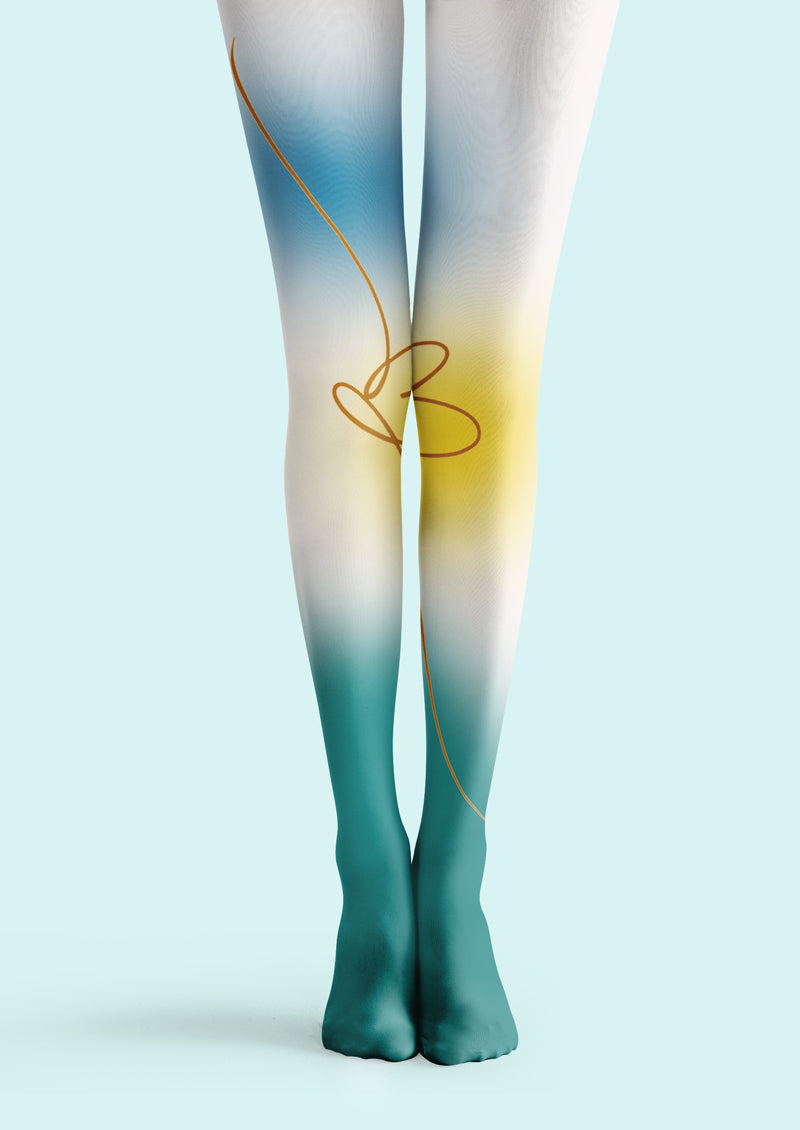Gradient Line Printed Tights Hosiery Pantyhose