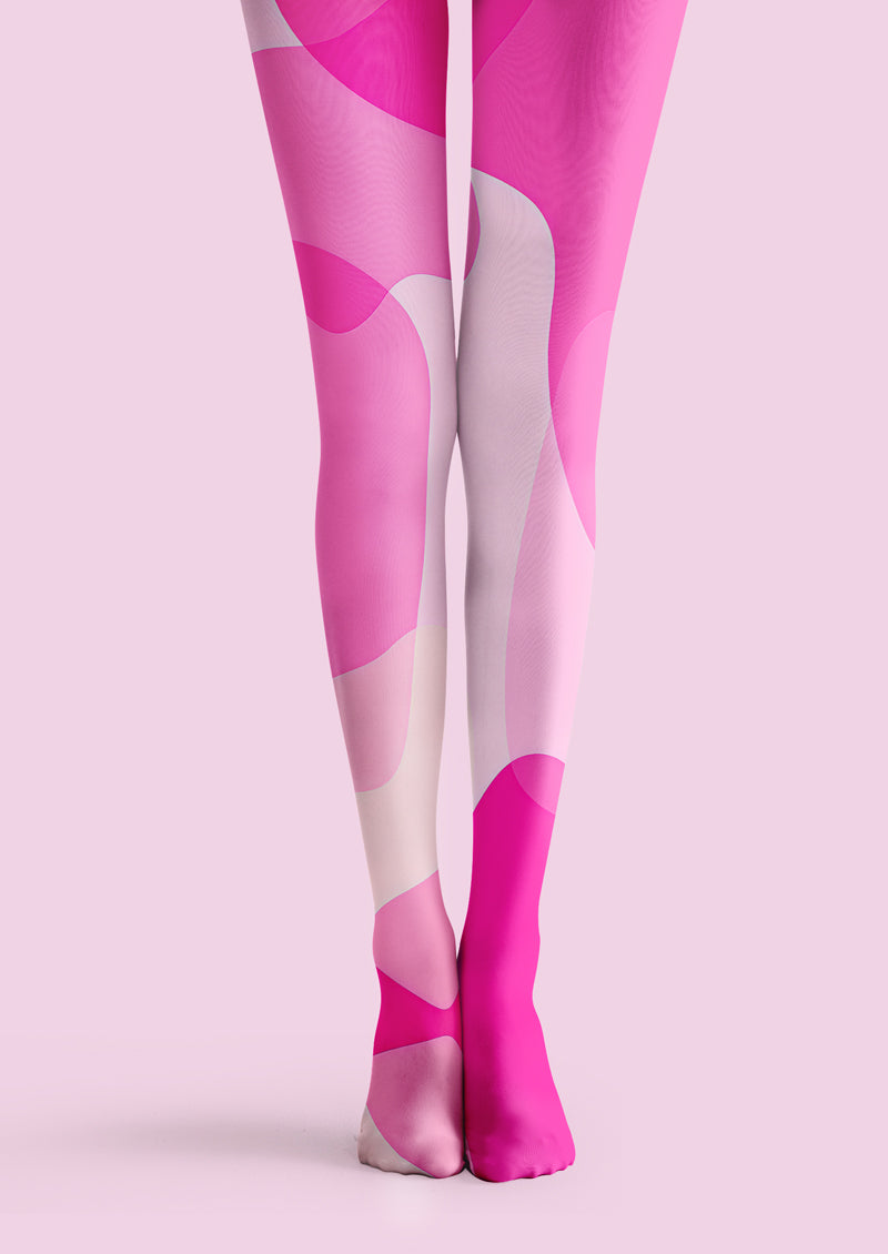 Pink White Geometric Tights Hosiery Pantyhose