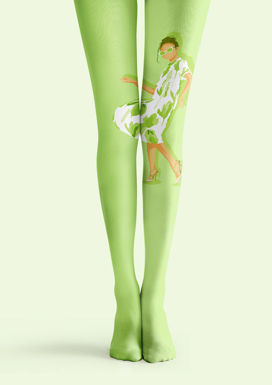 Green Fashion Portrait Tights Hosiery Pantyhose