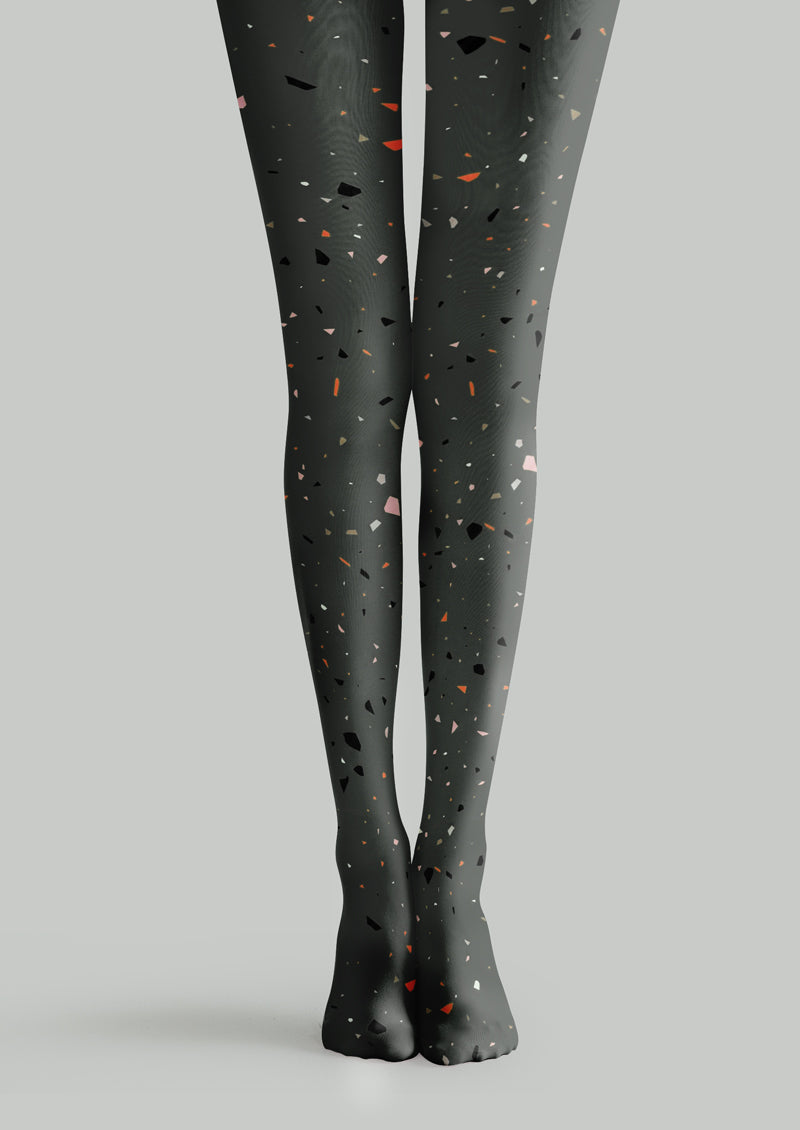 Black Terrazzo Tights Hosiery Pantyhose
