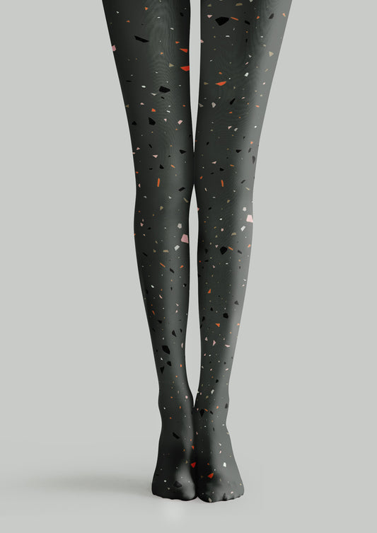 Black Terrazzo Tights Hosiery Pantyhose