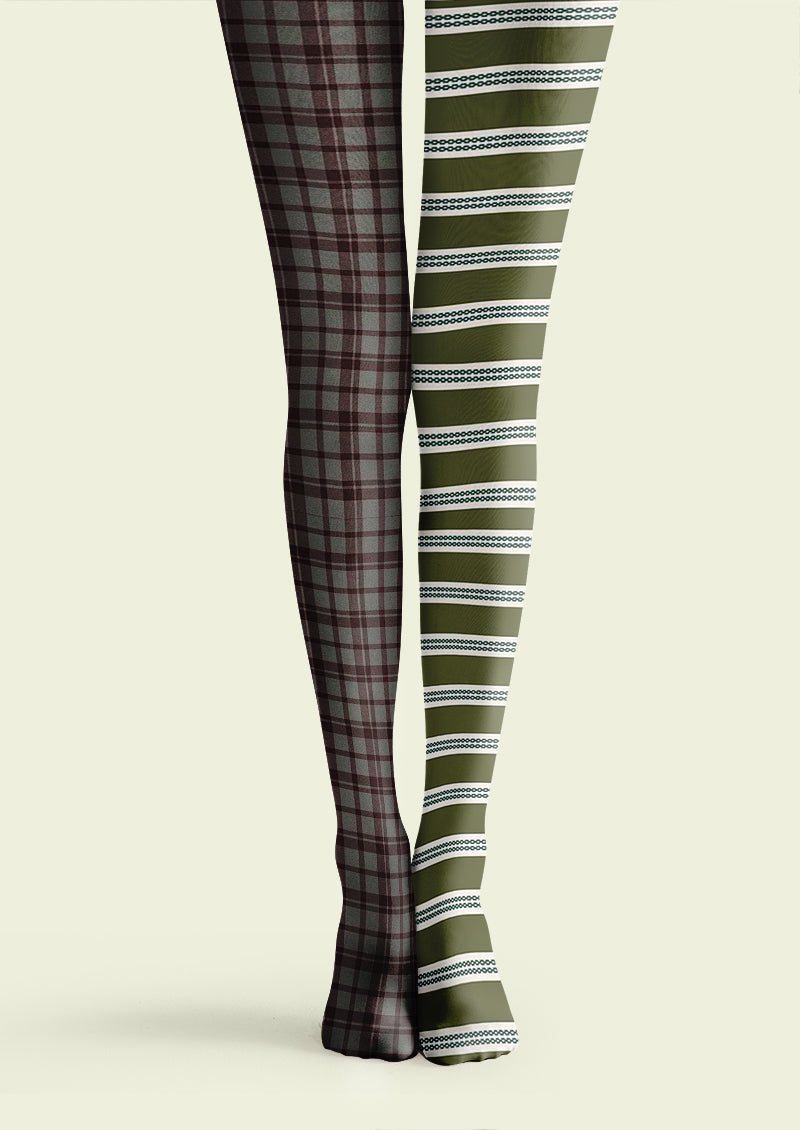 Plaid Striped Patchwork Printed Tights Hosiery Pantyhose