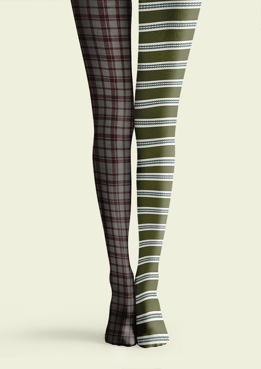 Plaid Striped Patchwork Printed Tights Hosiery Pantyhose