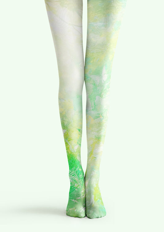 Green Watercolor Swirl Tights Hosiery Pantyhose
