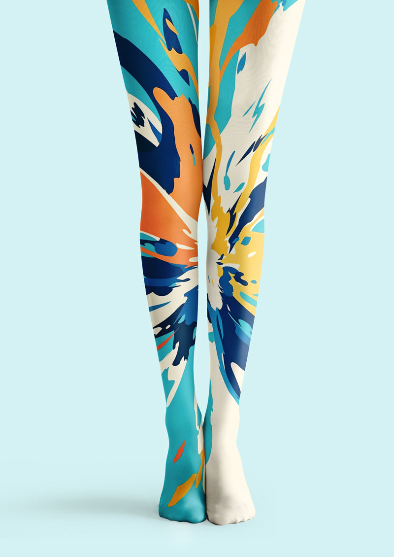 Color Block Splash Art Tights Hosiery Pantyhose
