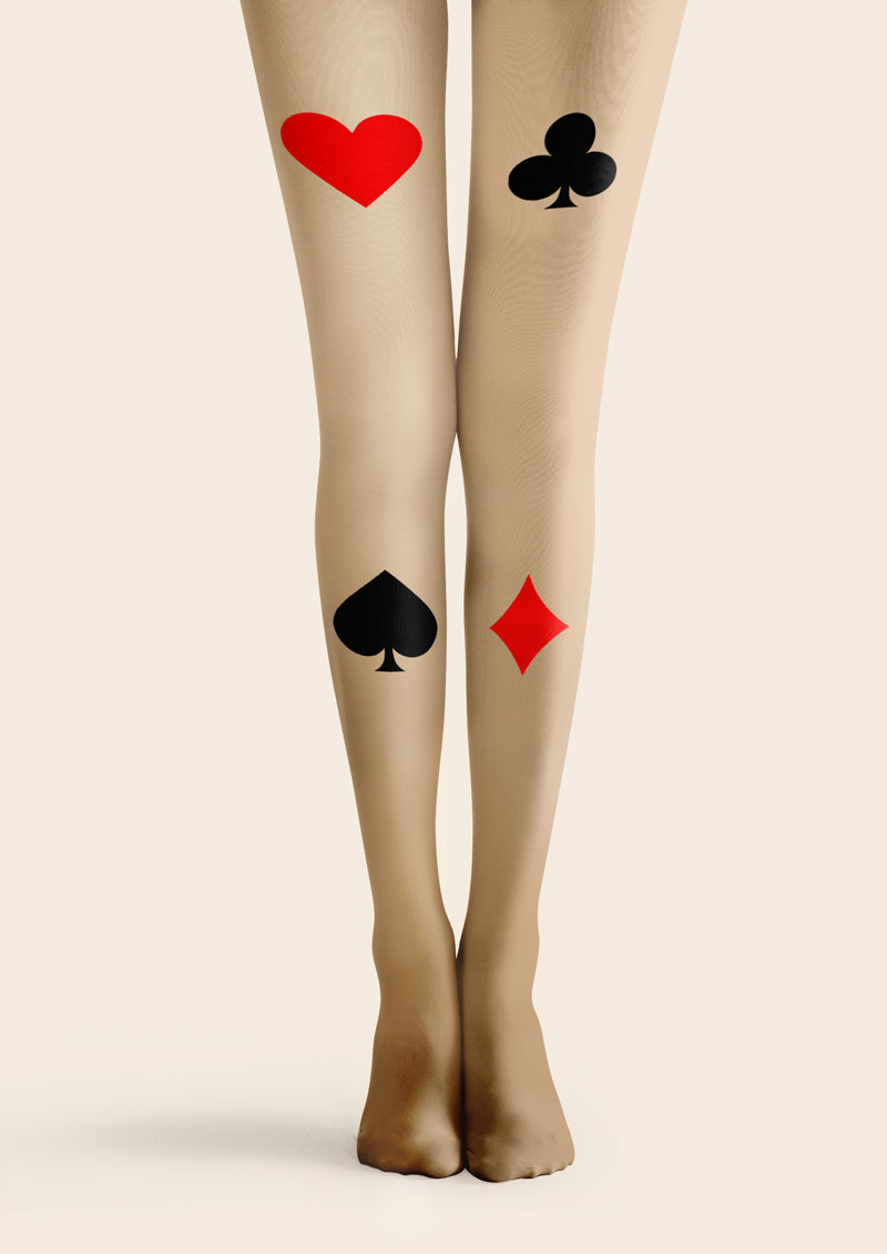 Playing Card Suit Printed Tights Hosiery Pantyhose