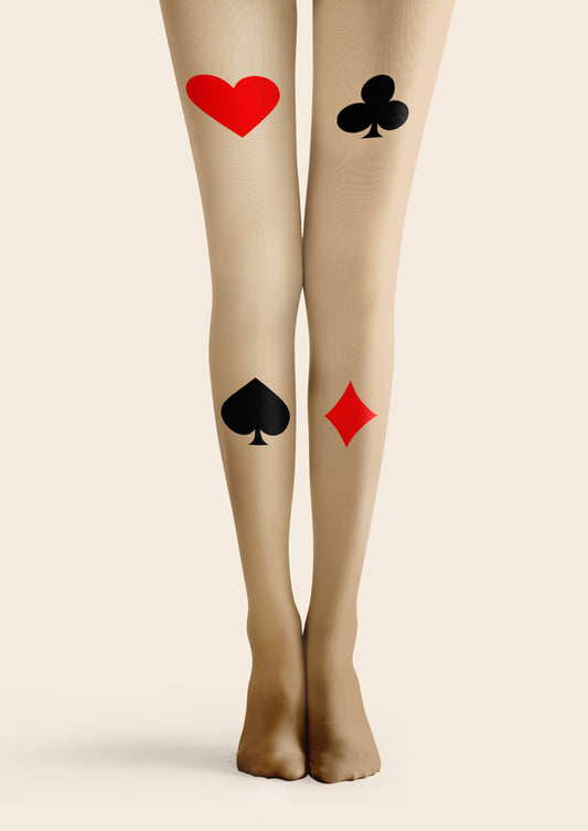 Playing Card Suit Printed Tights Hosiery Pantyhose