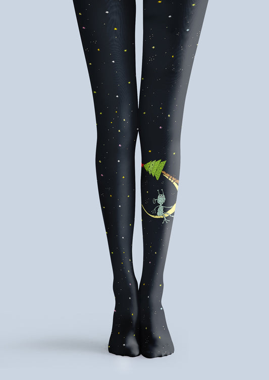 Black Starry Sky Cartoon Tights Hosiery Pantyhose