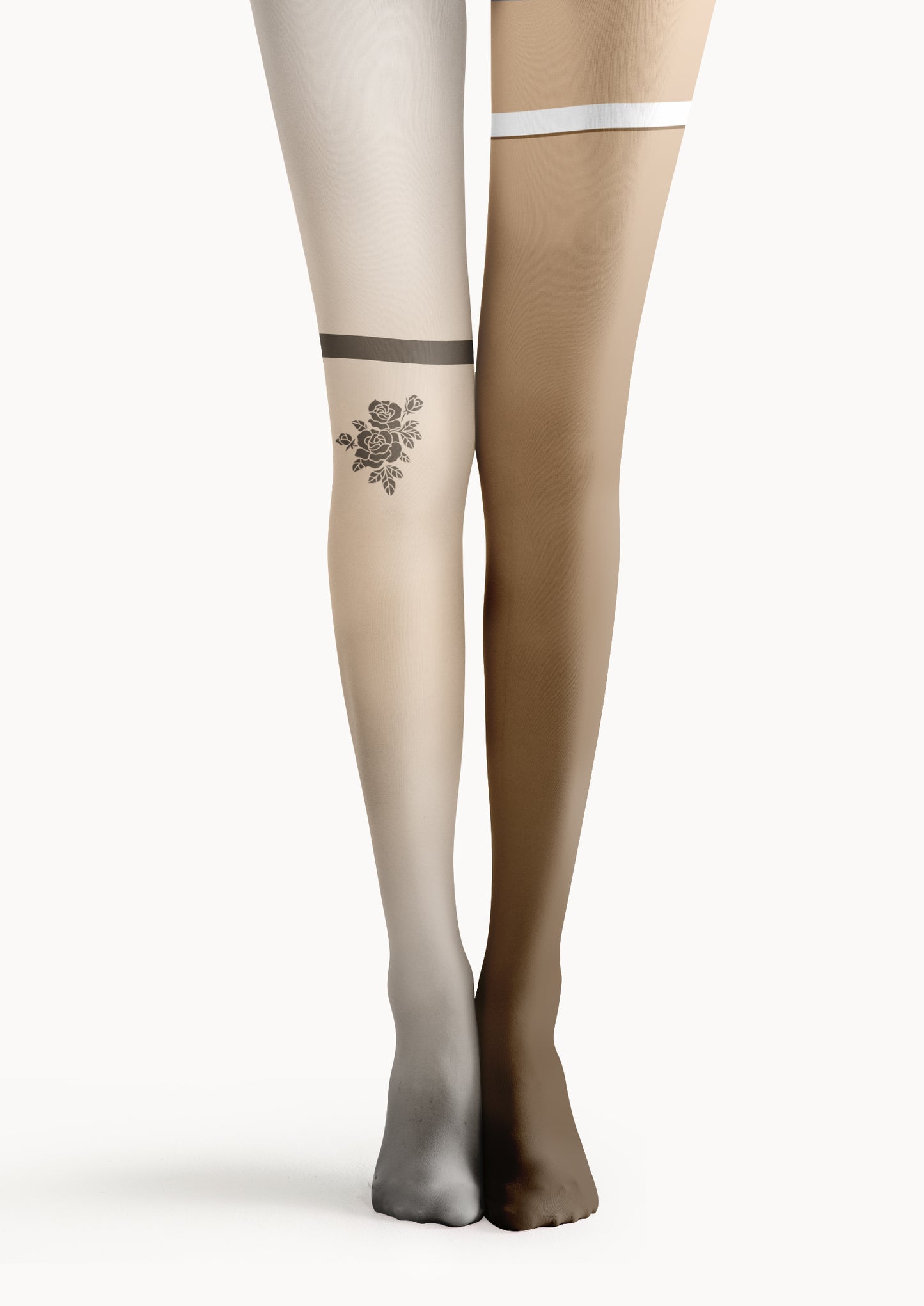 Rose Color Block Printed Tights Hosiery Pantyhose