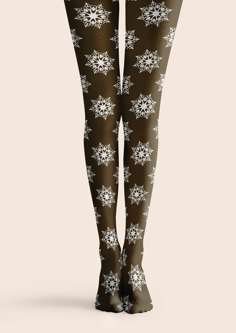 Brown Snowflake Tights Hosiery Pantyhose