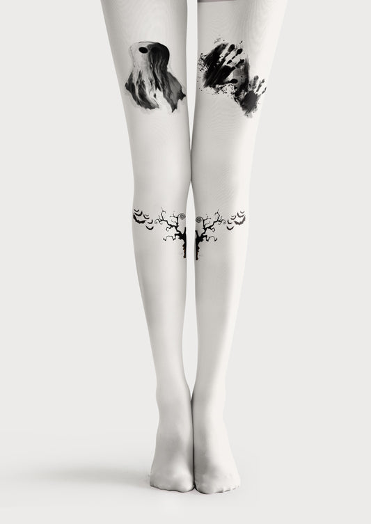 Ghost Hand Print Printed Tights Hosiery Pantyhose