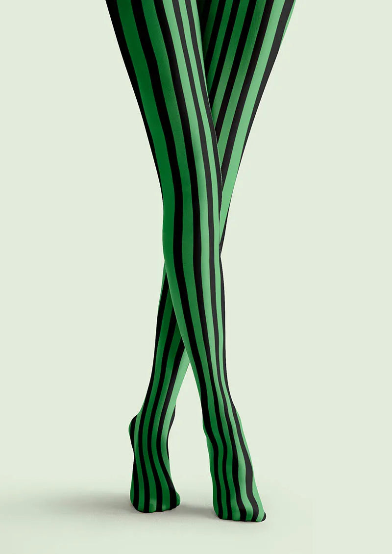 Green Shadow Stripe Tights Hosiery Pantyhose