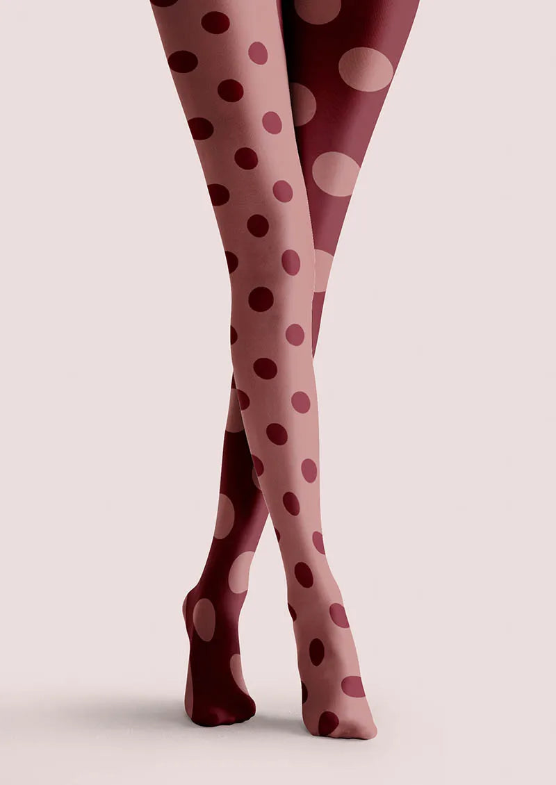 Burgundy Dots Tights Hosiery Pantyhose