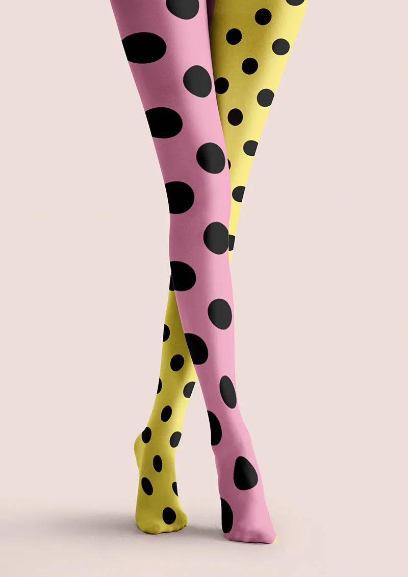 Pink-Yellow Dots Tights Hosiery Pantyhose