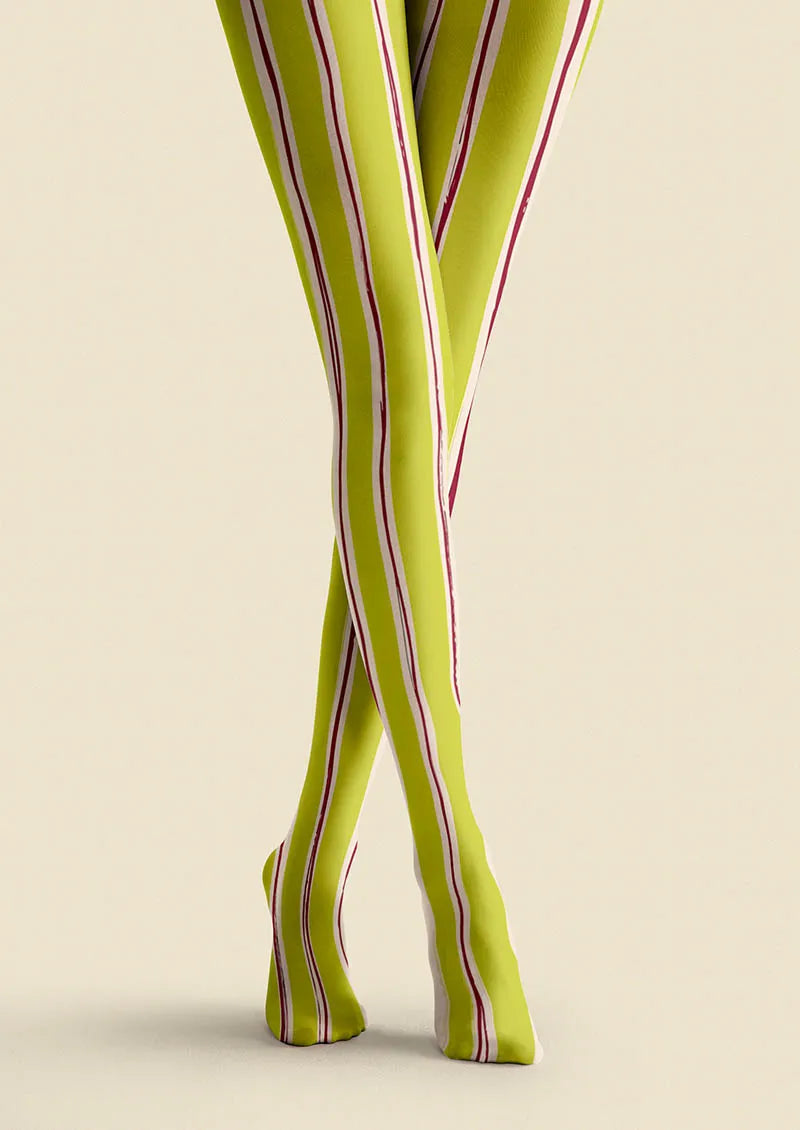 Lime Stripes Tights Hosiery Pantyhose