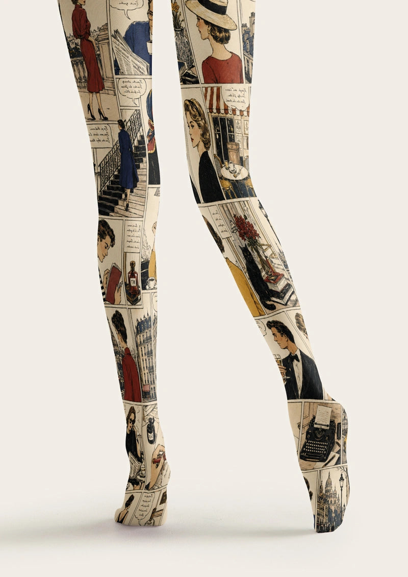 Vintage Comic Strip Tights Hosiery Pantyhose