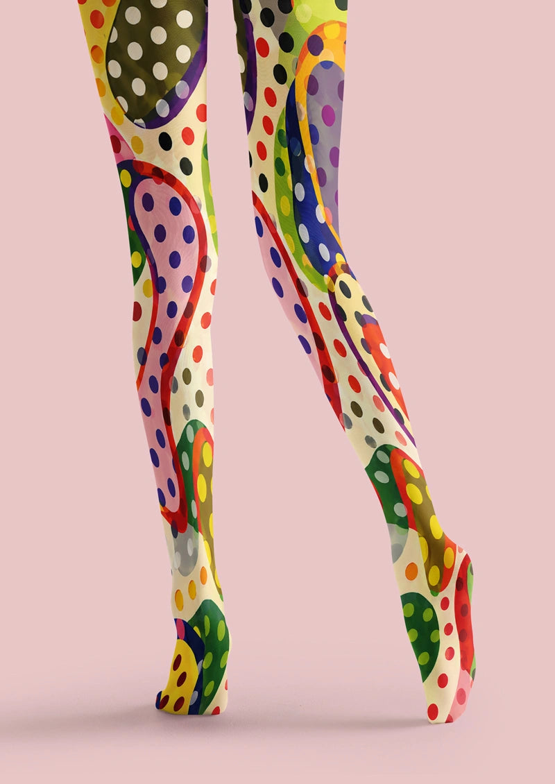Colorful Polka Dot Swirl Tights Hosiery Pantyhose