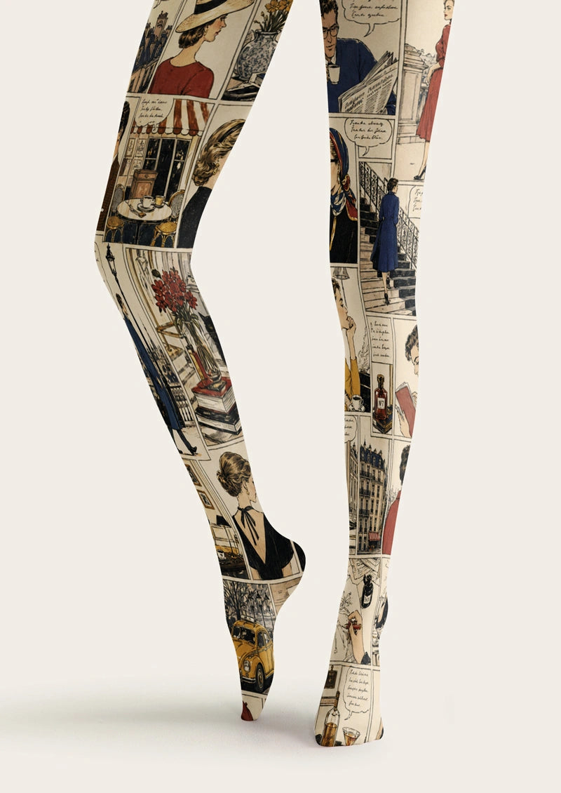 Vintage Comic Strip Tights Hosiery Pantyhose
