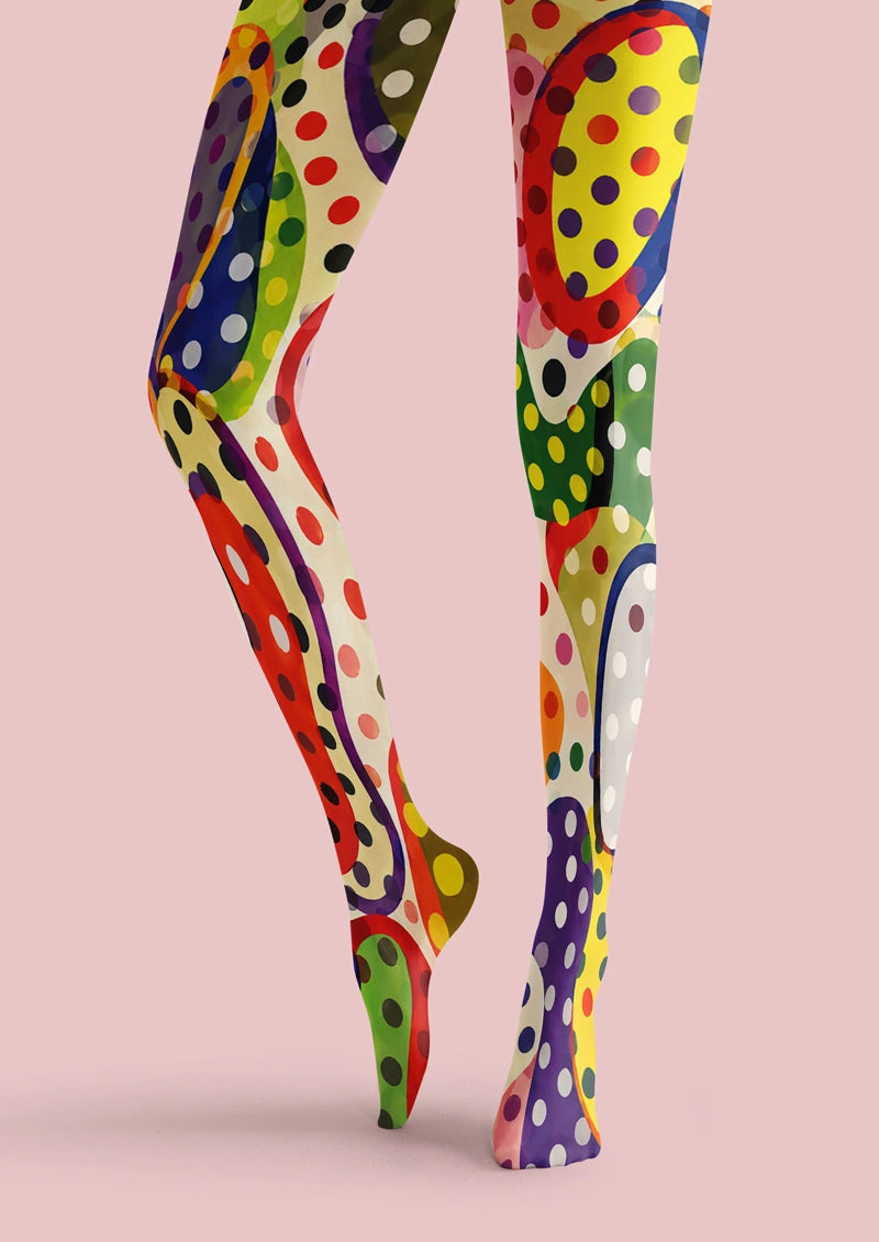 Colorful Polka Dot Swirl Tights Hosiery Pantyhose