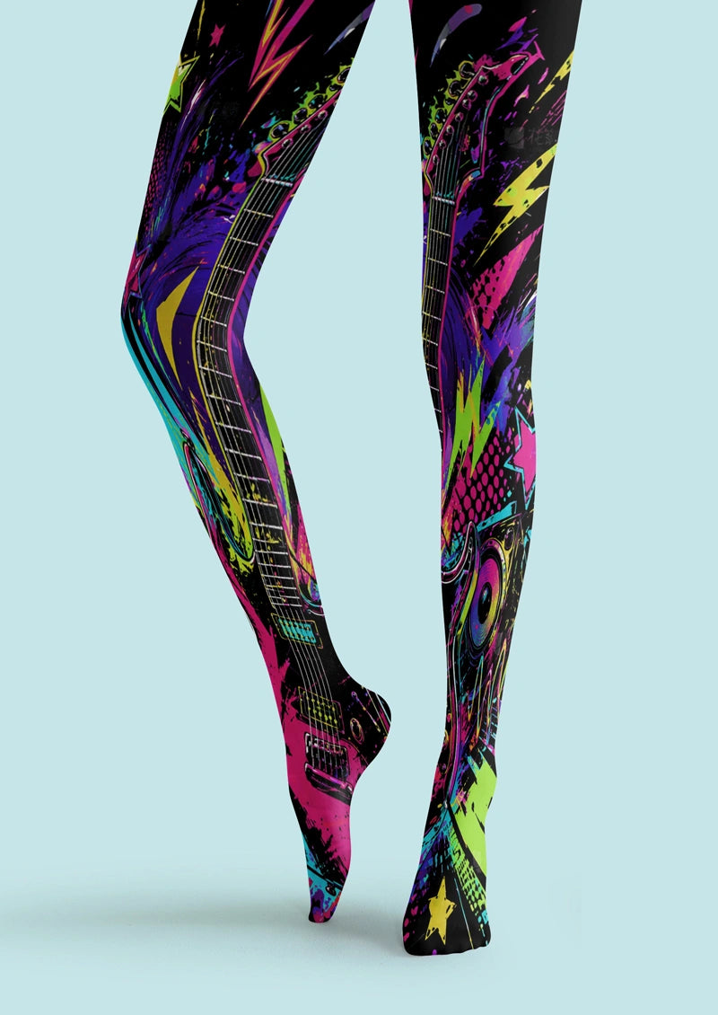 Neon Rock Graffiti Tights Hosiery Pantyhose
