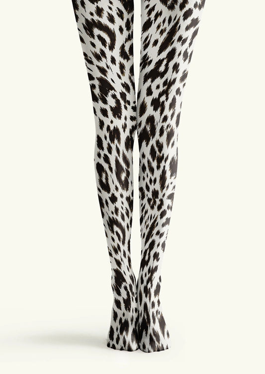 White Black Leopard Print Tights Hosiery Pantyhose