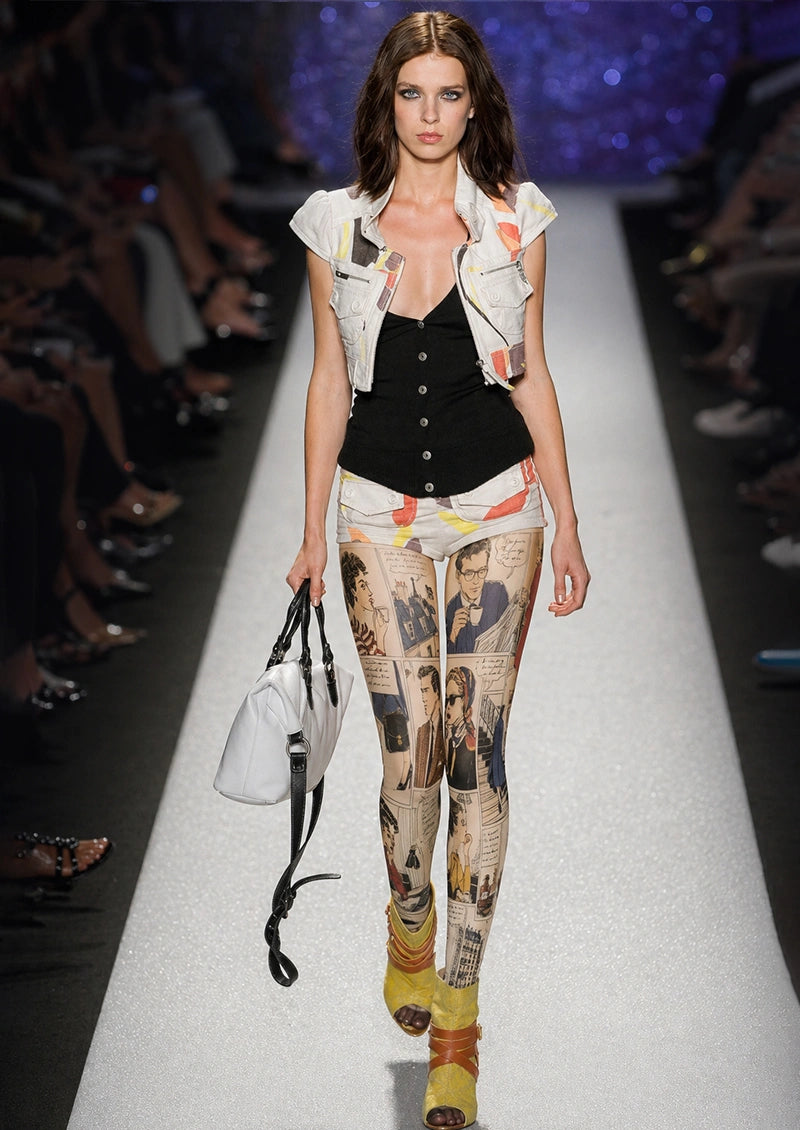 Vintage Comic Strip Tights Hosiery Pantyhose