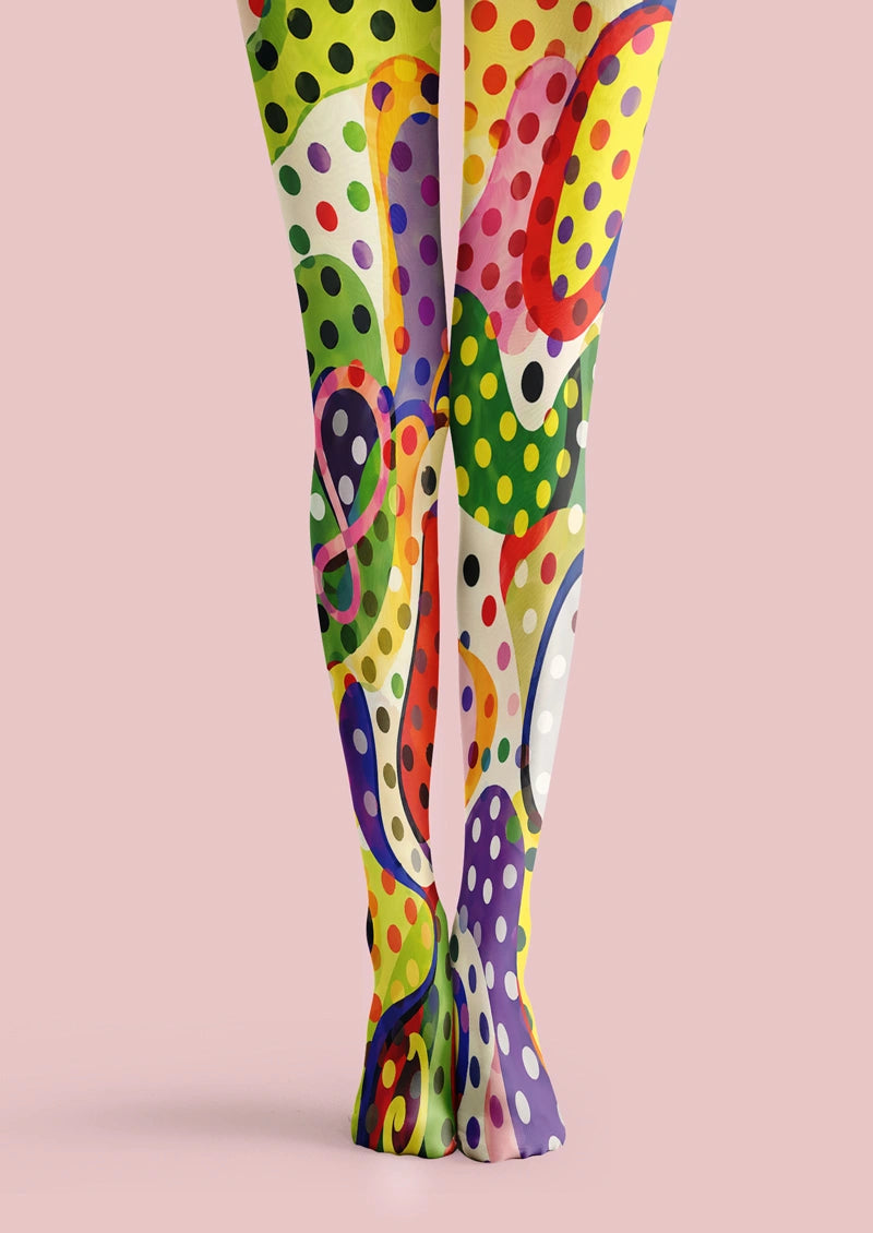 Colorful Polka Dot Swirl Tights Hosiery Pantyhose