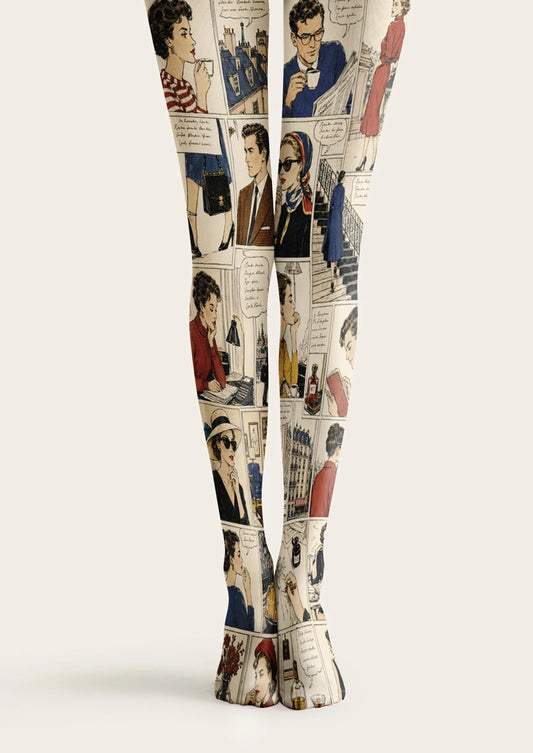 Vintage Comic Strip Tights Hosiery Pantyhose