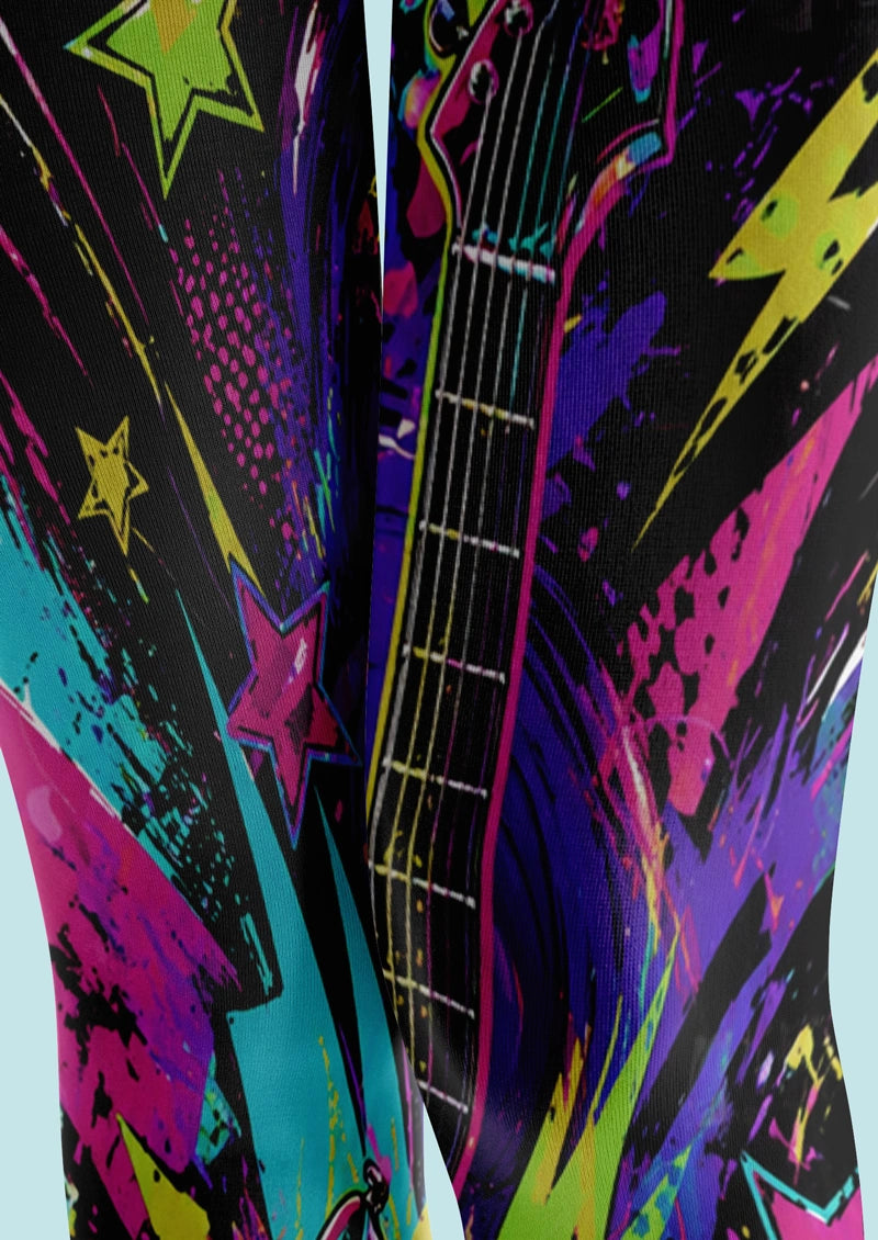 Neon Rock Graffiti Tights Hosiery Pantyhose